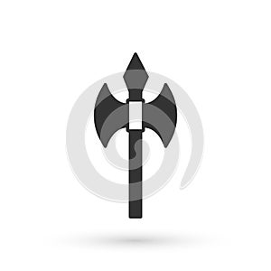 Grey Medieval axe icon isolated on white background. Battle axe, executioner axe. Medieval weapon. Vector