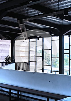 Grey Metal structure building and glass windows