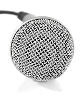 Grey metallic microphone with cable