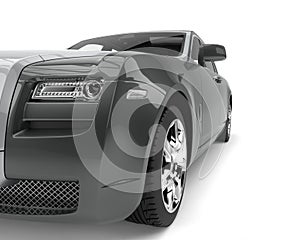 Grey metallic modern luxury business car - headlight closeup shot