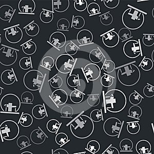 Grey Montreal Biosphere icon isolated seamless pattern on black background. Vector