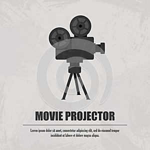 Grey movie projector at light background