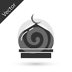 Grey Muslim Mosque icon isolated on white background. Vector