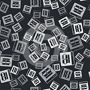 Grey MySQL code icon isolated seamless pattern on black background. HTML Code symbol for your web site design. Vector