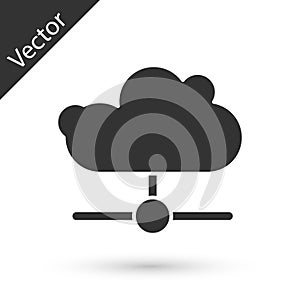 Grey Network cloud connection icon isolated on white background. Social technology. Cloud computing concept. Vector