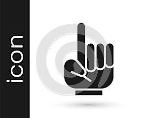 Grey Number 1 one fan hand glove with finger raised icon isolated on white background. Symbol of team support in