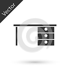 Grey Office desk icon isolated on white background. Vector