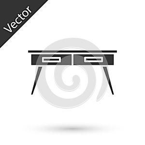 Grey Office desk icon isolated on white background. Vector