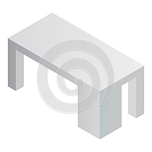 Grey office table icon, isometric style