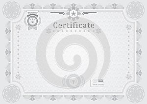 Grey official certificate.Guilloche grey border.