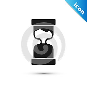 Grey Old hourglass with flowing sand icon isolated on white background. Sand clock sign. Business and time management