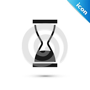 Grey Old hourglass with flowing sand icon isolated on white background. Sand clock sign. Business and time management