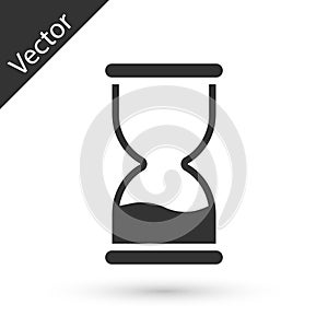 Grey Old hourglass with flowing sand icon isolated on white background. Sand clock sign. Business and time management