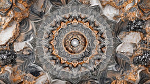 Grey and Orange Abstract Mandala Pattern Design