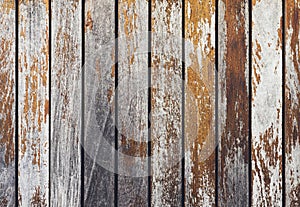 Grey and orange background with wooden texture horizontal top view isolated, vintage dark wood backdrop, old blue rustic board