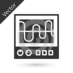 Grey Oscilloscope measurement signal wave icon isolated on white background. Vector