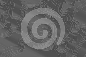 Grey outline topographic contour map abstract tech 3d background
