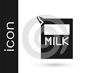 Grey Paper package for milk icon isolated on white background. Milk packet sign. Vector Illustration