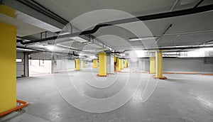 Grey parking whith colored elements