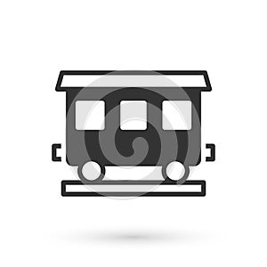 Grey Passenger train cars icon isolated on white background. Railway carriage. Vector