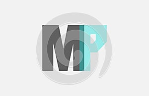 grey pastel blue alphabet letter combination MP M P for logo icon design
