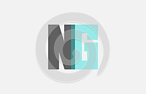 grey pastel blue alphabet letter combination NG N G for logo icon design