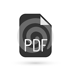 Grey PDF file document. Download pdf button icon isolated on white background. PDF file symbol. Vector