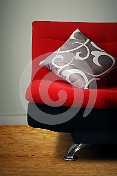 Grey pillow on sofa