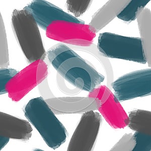 Grey, pink and dark blue abstract shapes seamless pattern