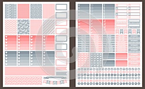 Grey and pink printable stickers for planner