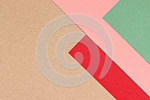 Grey pink red and blue background texture of colored paper. Trendy colors for design. Abstract geometric background