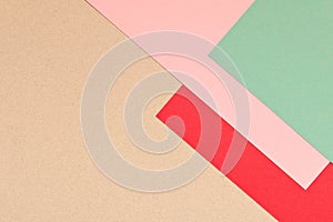 Grey pink red and blue background texture of colored paper. Trendy colors for design. Abstract geometric background