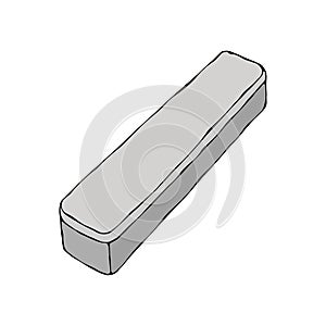 Grey Plastic Box. EPS10 Vector. Hand Drawn Doodle Style Realistic Illustration.