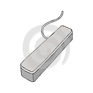 Grey Plastic Box With Wire. EPS10 Vector. Hand Drawn Doodle Style Realistic Illustration.