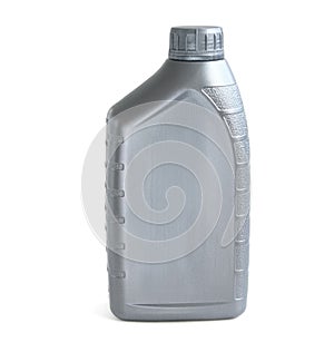 Grey plastic canister isolated on a white background. Oil tank isolated.A Container for oil