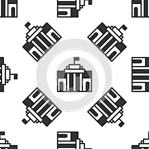 Grey Prado museum icon isolated seamless pattern on white background. Madrid, Spain. Vector