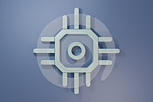 Grey Processor icon isolated on purple-blue background. CPU, central processing unit, microchip, microcircuit, computer