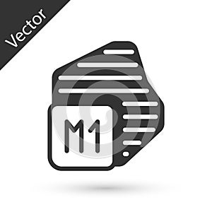 Grey Processor icon isolated on white background. CPU, central processing unit, microchip, microcircuit, computer