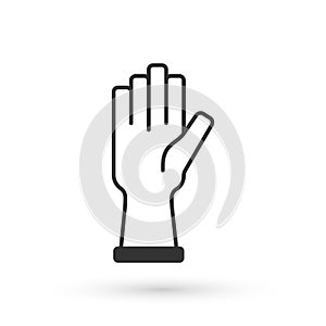 Grey Protective gloves icon isolated on white background. Vector