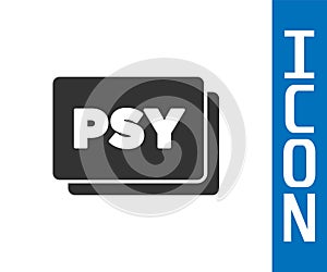 Grey Psychology icon isolated on white background. Psi symbol. Mental health concept, psychoanalysis analysis and