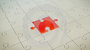 Grey Puzzle Floor With a Red One