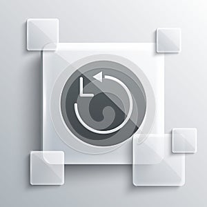 Grey Radius icon isolated on grey background. Square glass panels. Vector