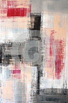 Grey and Red Abstract Art Painting