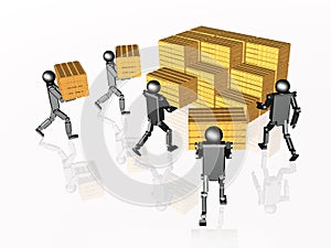 Grey robots with casegoods