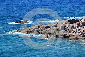 Grey rocks and sea, landscape detail