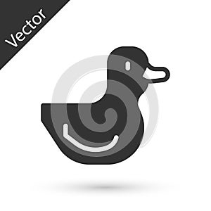 Grey Rubber duck icon isolated on white background. Vector