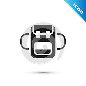 Grey School backpack icon isolated on white background. Vector