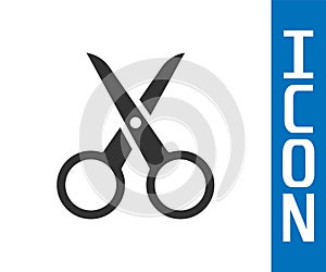 Grey Scissors icon isolated on white background. Cutting tool sign. Vector Illustration