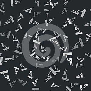 Grey Security camera icon isolated seamless pattern on black background. Vector