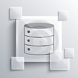 Grey Server, Data, Web Hosting icon isolated on grey background. Square glass panels. Vector